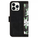 iPhone 15 Plus Etui Blomstermønster Sort