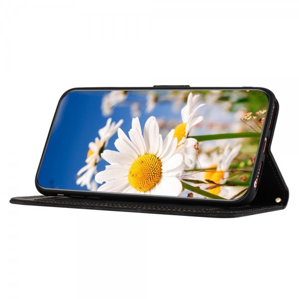 iPhone 15 Plus Etui Blomstermønster Sort