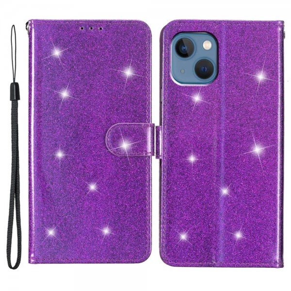 iPhone 15 Plus Cover Glitter Lilla