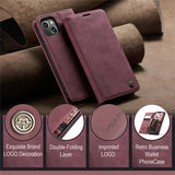 CaseMe iPhone 15 Plus Retro Flip Cover Rød