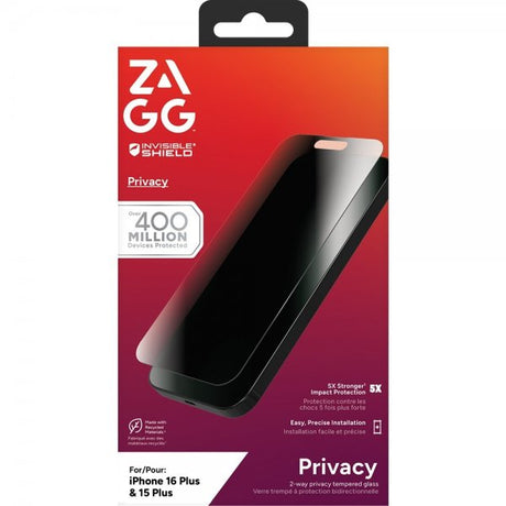 ZAGG InvisibleShield iPhone 15 Plus/iPhone 16 Plus Skærmbeskyttelse Glass Elite Privacy