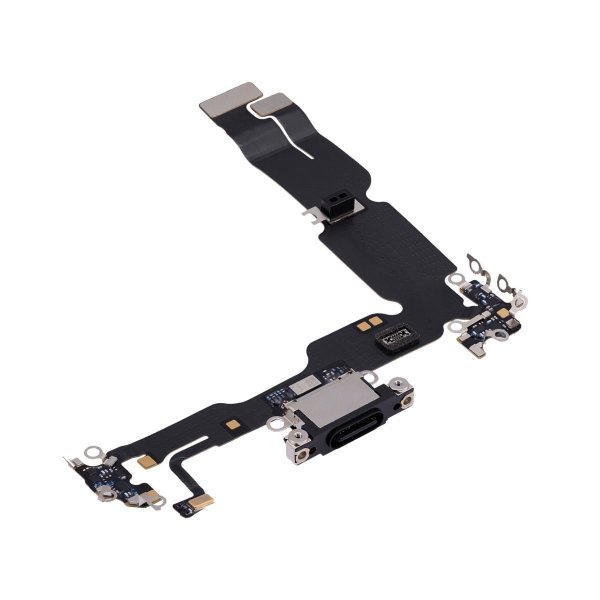 iPhone 15 Plus Opladerport med Flexkabel - Sort