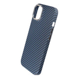 iPhone 15 Plus Cover Kulfiber Mønster Blå