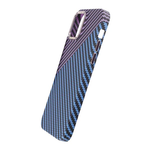 iPhone 15 Plus Cover Kulfibermønster Blå Lilla