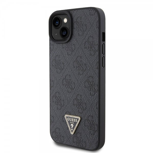 Guess iPhone 15 Plus Cover 4G Metal Triangle Strass Sort