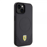 Ferrari iPhone 15 Plus Cover Carbon PU Læder MagSafe Sort