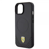 Ferrari iPhone 15 Plus Cover Carbon PU Læder MagSafe Sort