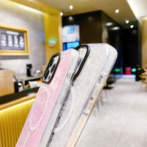iPhone 15 Plus Cover Glitter MagSafe Blå