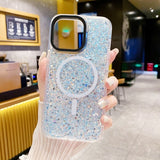iPhone 15 Plus Cover Glitter MagSafe Blå