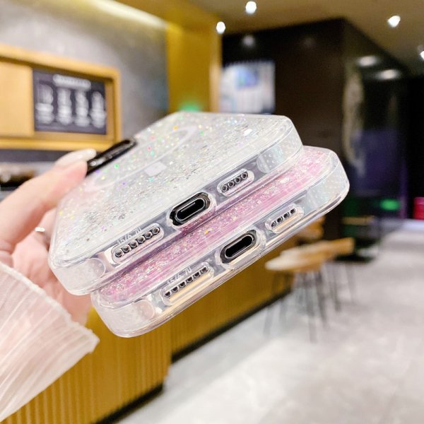 iPhone 15 Plus Cover Glitter MagSafe Hvid