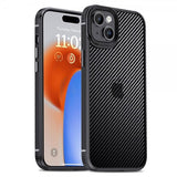 Ipaky iPhone 15 Plus Cover Kulfibermønster Sort