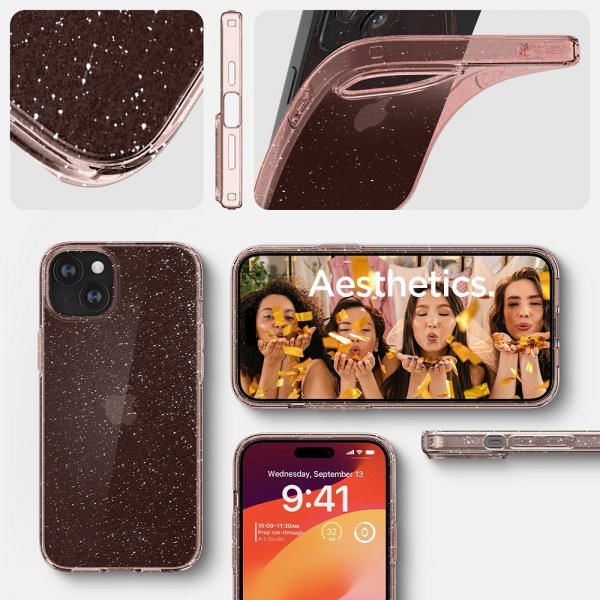 Spigen iPhone 15 Plus Cover Liquid Crystal Glitter Rose Quartz