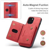 Dg.Ming iPhone 15 Plus Cover M2 Series Aftagelig Kortholder Rød
