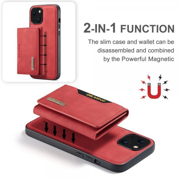 Dg.Ming iPhone 15 Plus Cover M2 Series Aftagelig Kortholder Rød