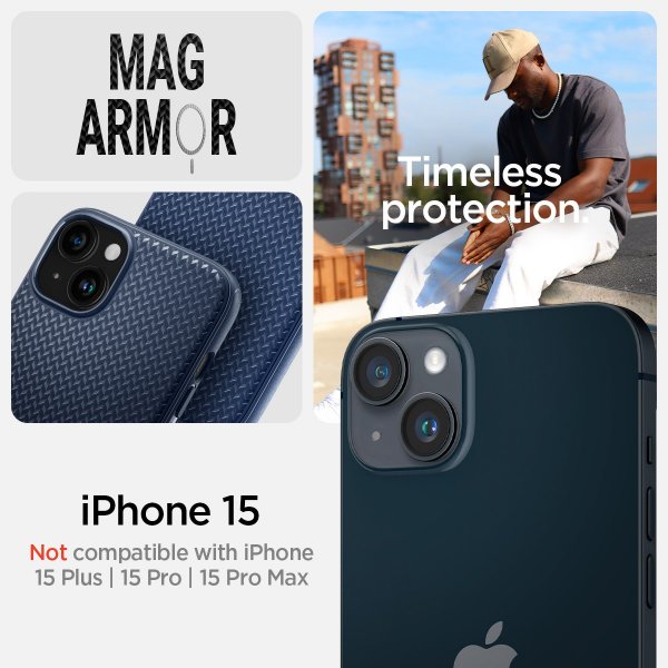 Spigen iPhone 15 Plus Cover Mag Armor MagFit Mat Sort