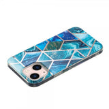 iPhone 15 Plus Cover Marmormønster Blå Grøn