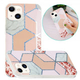 iPhone 15 Plus Cover Marmormønster Rød Rosa