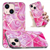 iPhone 15 Plus Cover Marmormønster Rosa Rød