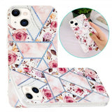 iPhone 15 Plus Cover Marmormønster Roser Rosa