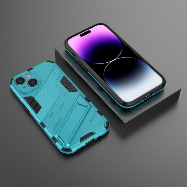 iPhone 15 Plus Cover med Stander Lyseblå