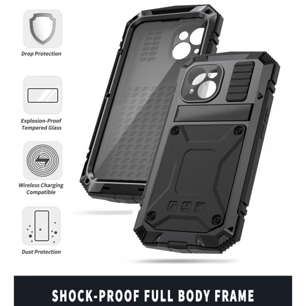 R-JUST iPhone 15 Plus Cover Metal Stødsikkert Sort