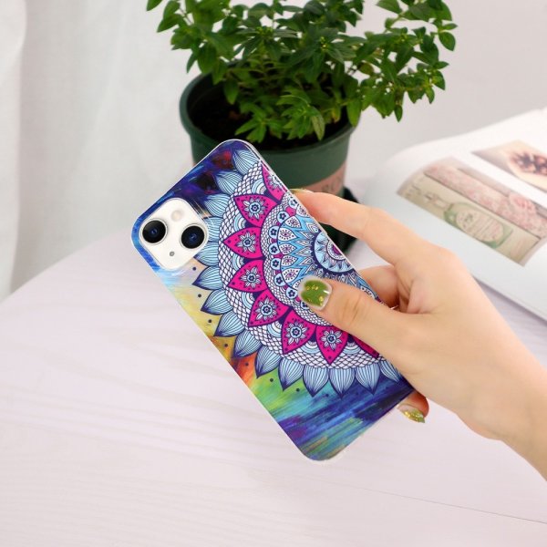 iPhone 15 Plus Cover Motiv Blå Mandala