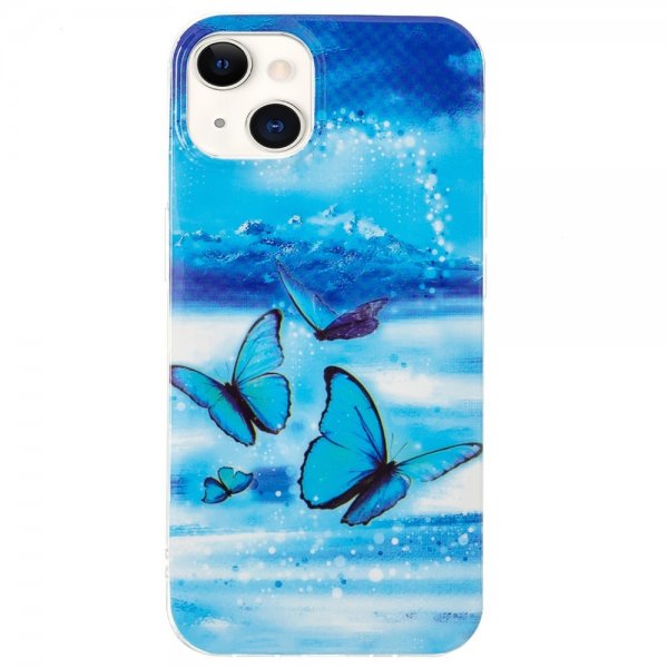 iPhone 15 Plus Cover Motiv Blå Sommerfugle