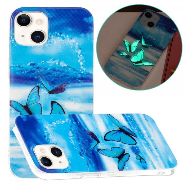 iPhone 15 Plus Cover Motiv Blå Sommerfugle