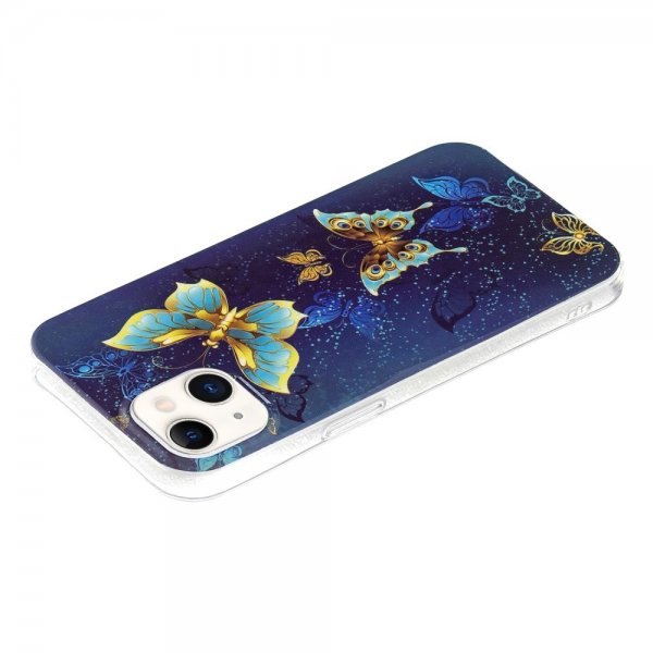 iPhone 15 Plus Cover Motiv Gyldne Sommerfugle