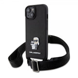 Karl Lagerfeld iPhone 15 Plus Cover Saffiano Karl & Choupette Crossbody Sort