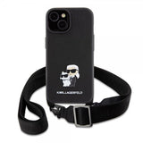 Karl Lagerfeld iPhone 15 Plus Cover Saffiano Karl & Choupette Crossbody Sort