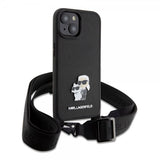 Karl Lagerfeld iPhone 15 Plus Cover Saffiano Karl & Choupette Crossbody Sort