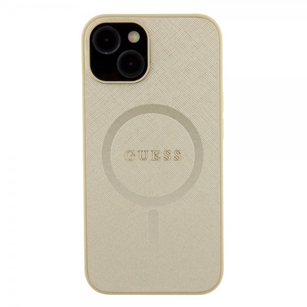 Guess iPhone 15 Plus Cover Saffiano MagSafe Beige