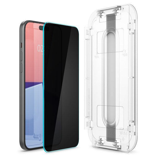 Spigen iPhone 15 Plus Skærmbeskyttelse GLAS.tR EZ Fit Privacy 2-pak