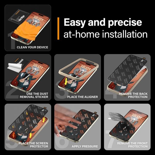 PanzerGlass iPhone 15 Plus Skærmbeskyttelse Ultra-Wide Fit Privacy EasyAligner