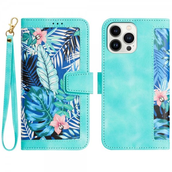 iPhone 15 Pro Cover Blomstermønster Grøn
