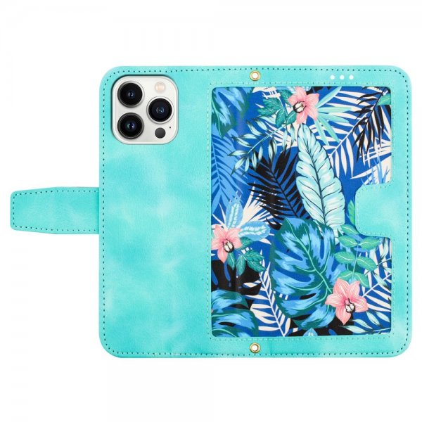 iPhone 15 Pro Cover Blomstermønster Grøn