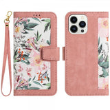 iPhone 15 Pro Cover Blomstermønster Rosa