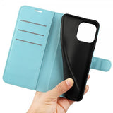 iPhone 15 Pro Cover Litchi Blå