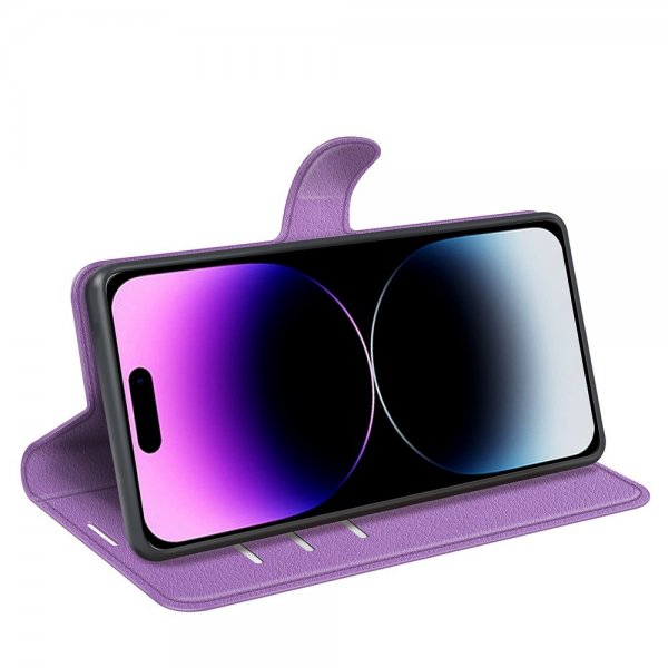iPhone 15 Pro Cover Litchi Lilla