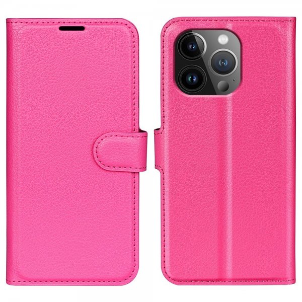 iPhone 15 Pro Cover Litchi Magenta