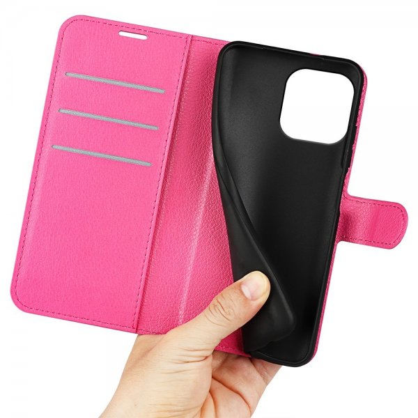 iPhone 15 Pro Cover Litchi Magenta