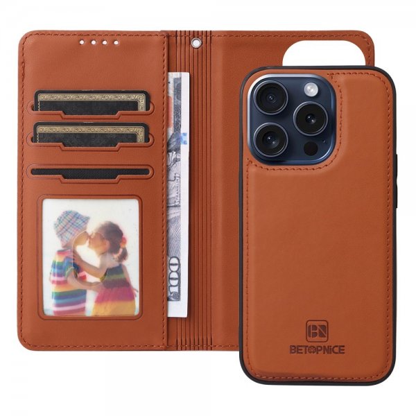 Betopnice iPhone 15 Pro Cover med Aftageligt Cover 005 Brun