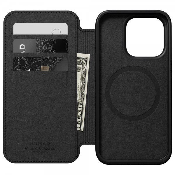 Nomad iPhone 15 Pro Cover Modern Leather Folio Horween Sort