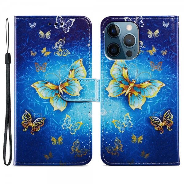 iPhone 15 Pro Cover Motiv Gylden Sommerfugl