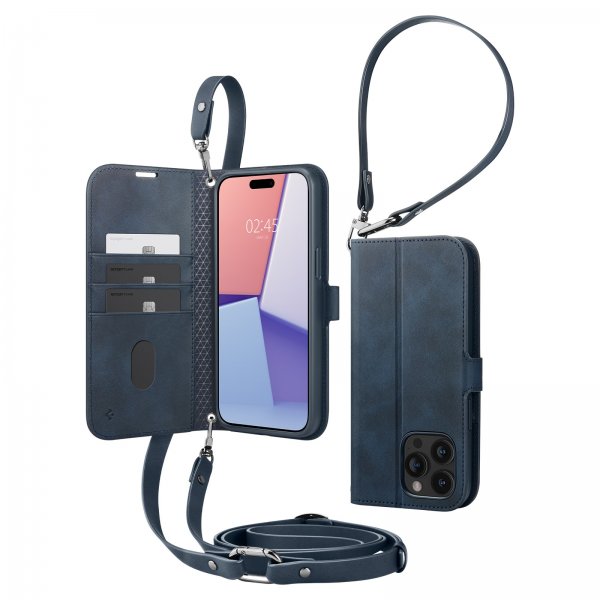 Spigen iPhone 15 Pro Cover Wallet S Pro Navy