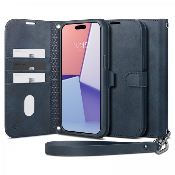 Spigen iPhone 15 Pro Cover Wallet S Pro Navy