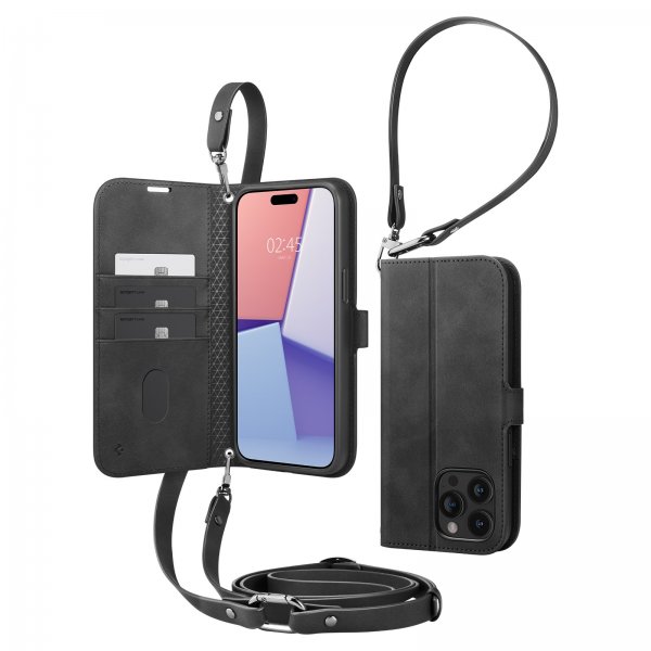 Spigen iPhone 15 Pro Cover Wallet S Pro Sort
