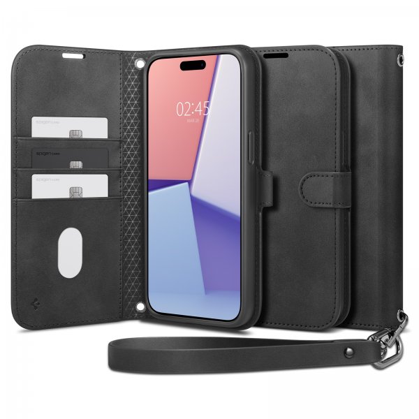 Spigen iPhone 15 Pro Cover Wallet S Pro Sort