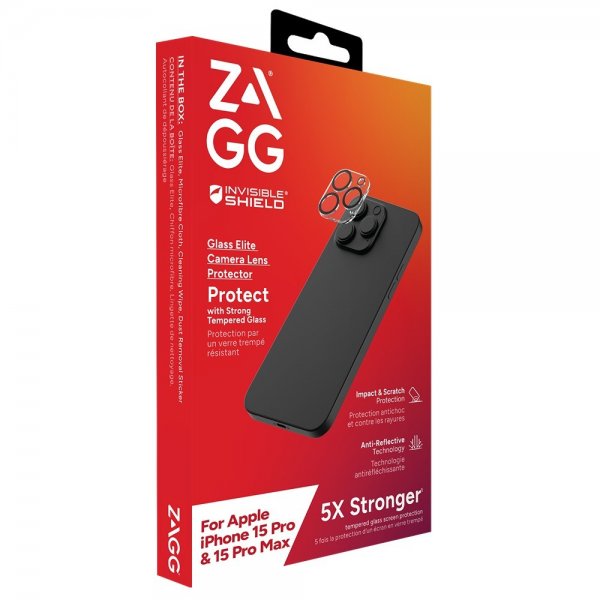 ZAGG InvisibleShield iPhone 15 Pro/iPhone 15 Pro Max Kamerabeskyttelse Glass Elite Camera Protector